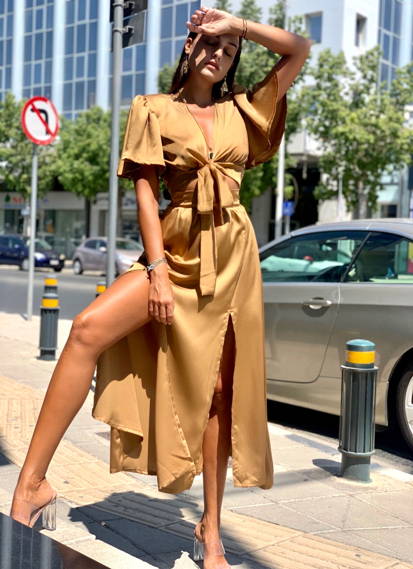 NAZEZHDA SATIN CO-ORD GOLD