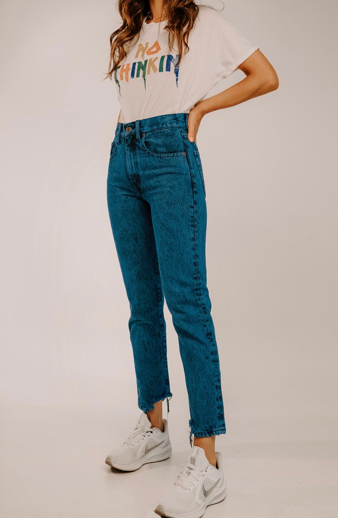 KENDALL marble blue jeans
