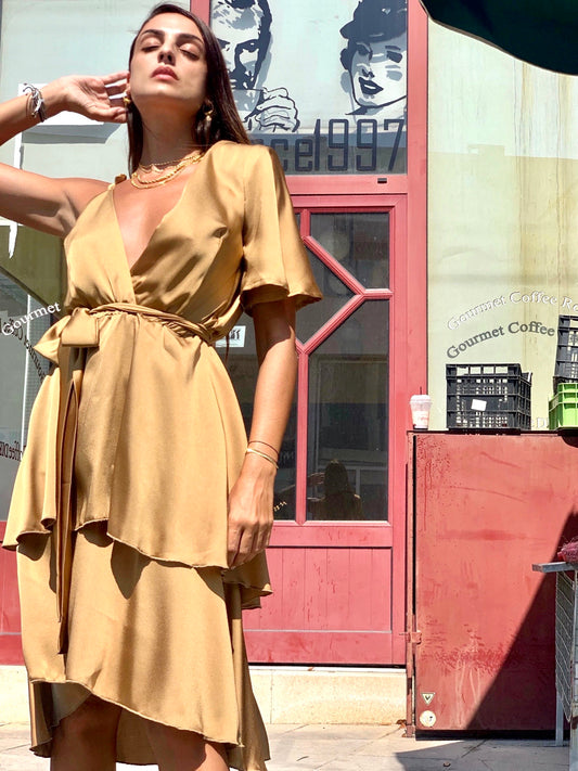 NAZEZHDA MIDI DRESS GOLD